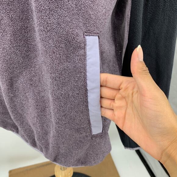 Columbia Sweatshirt Womens L Large Gray Purple Fleece Snap Buttons Pullover - Picture 5 of 13